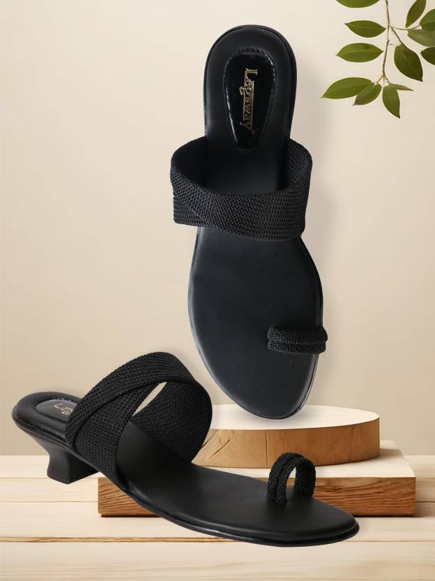 Women Heels Sandal  (Black , 4)