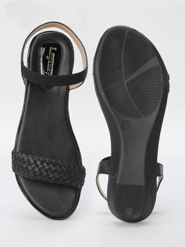Women Flats Sandal  (Black , 7)