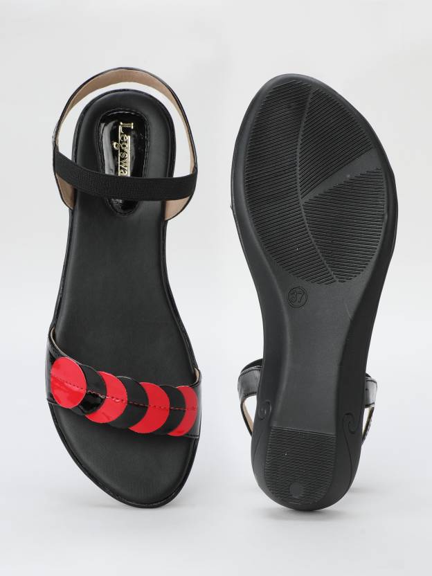 Women Flats Sandal  (Black , 6)