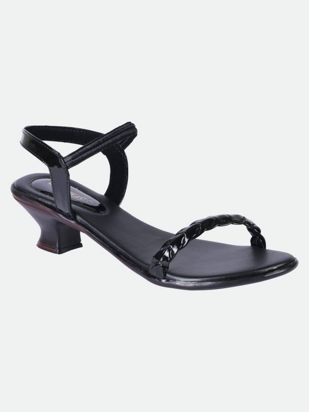 Women Heels Sandal  (Black , 7)