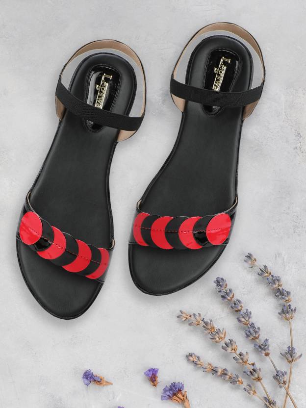 Women Flats Sandal  (Black , 6)