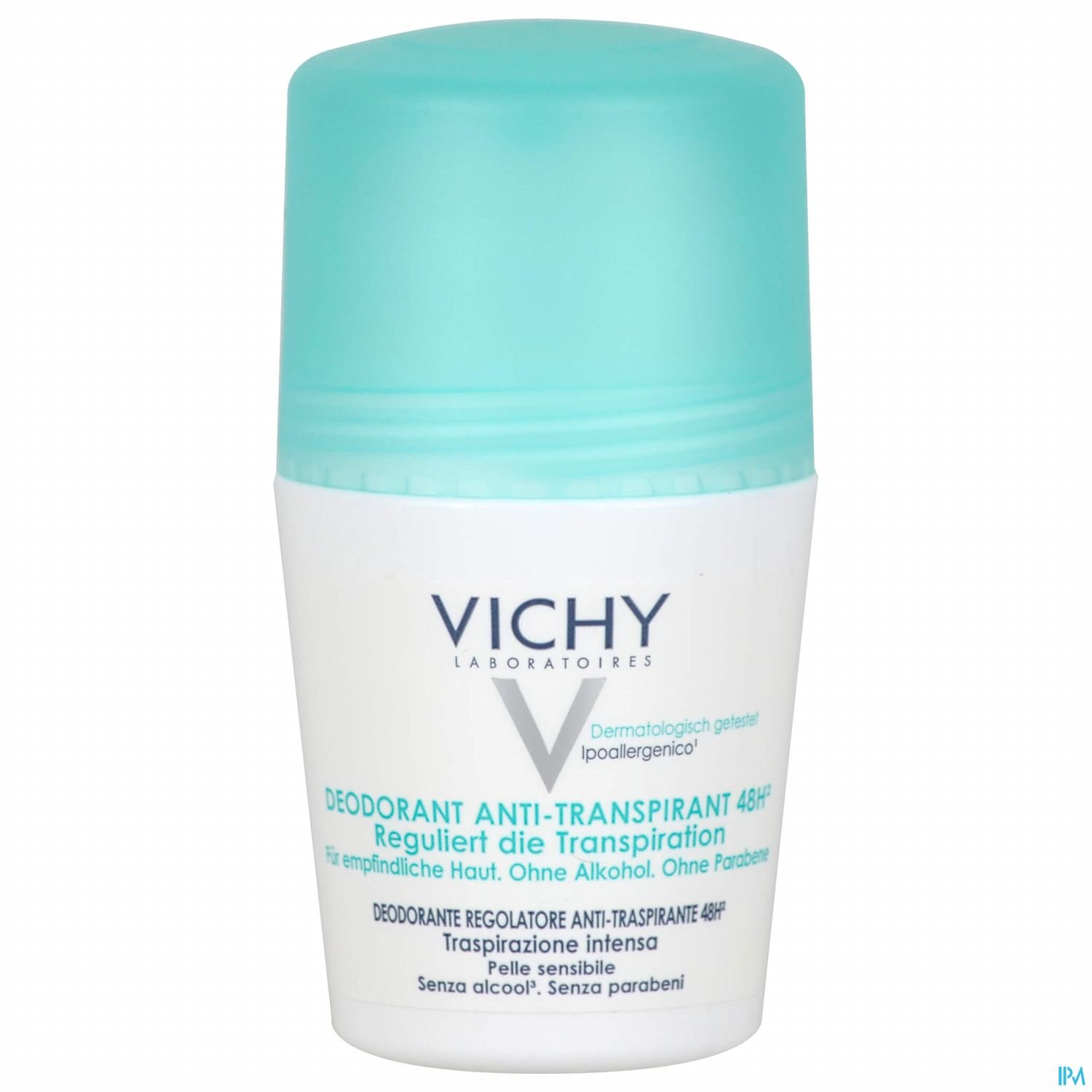 Deodorant-Roller von Vichy mit der Aufschrift "Deodorant Anti-Transpirant 48H" für empfindliche Haut.