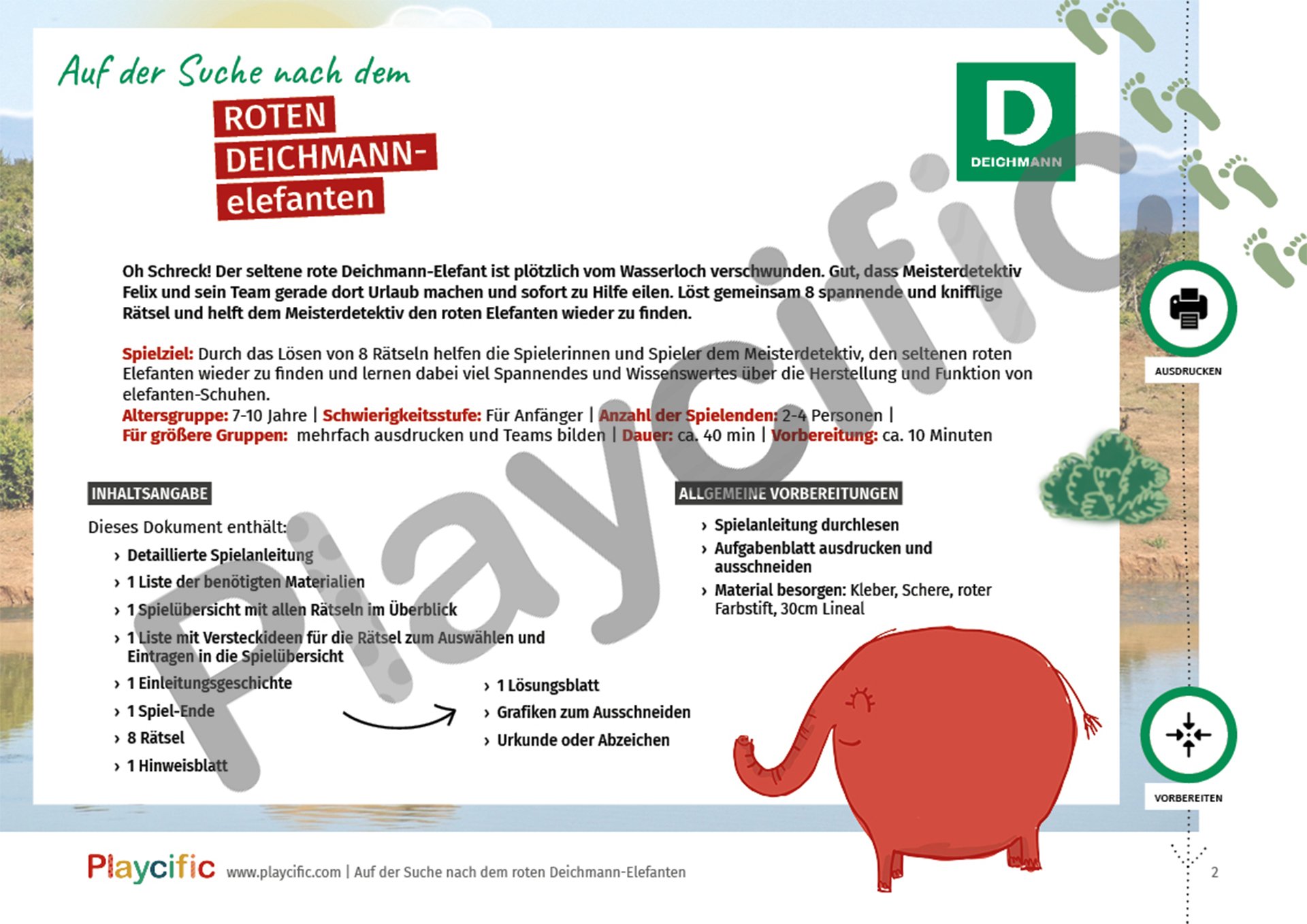 Ansicht Seite 2 aus dem Spiel "Auf der Suche nach dem roten Deichmann-Elefant"