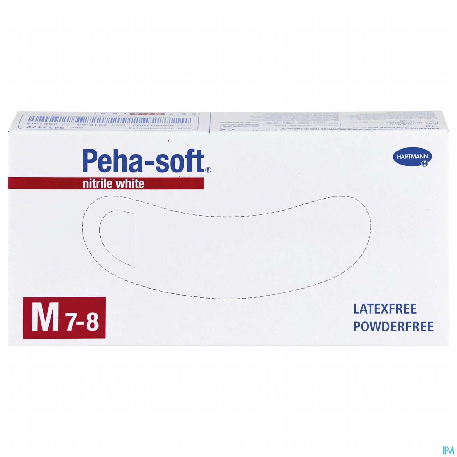 Packung mit Peha-soft Nitrilhandschuhen, latexfrei und puderfrei, Größe M (7-8).