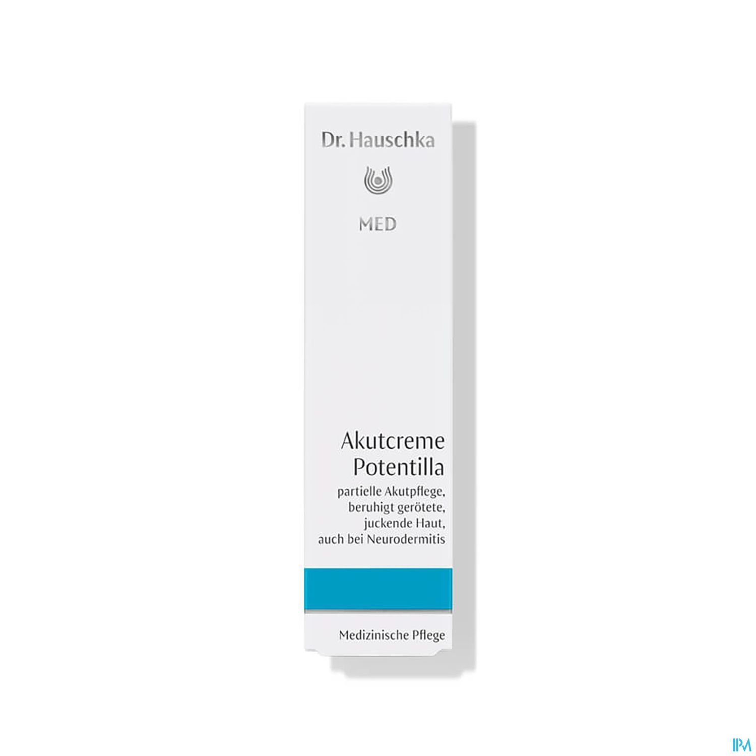 Produktverpackung der Dr. Hauschka Med Akutcreme Potentilla zur Linderung juckender Haut und Neurodermitis.