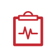 Symbol eines Gesundheitsberichts mit einem Clipboard und einem Herzschlag-Icon, geeignet für medizinische und gesundheitsbezogene Inhalte.