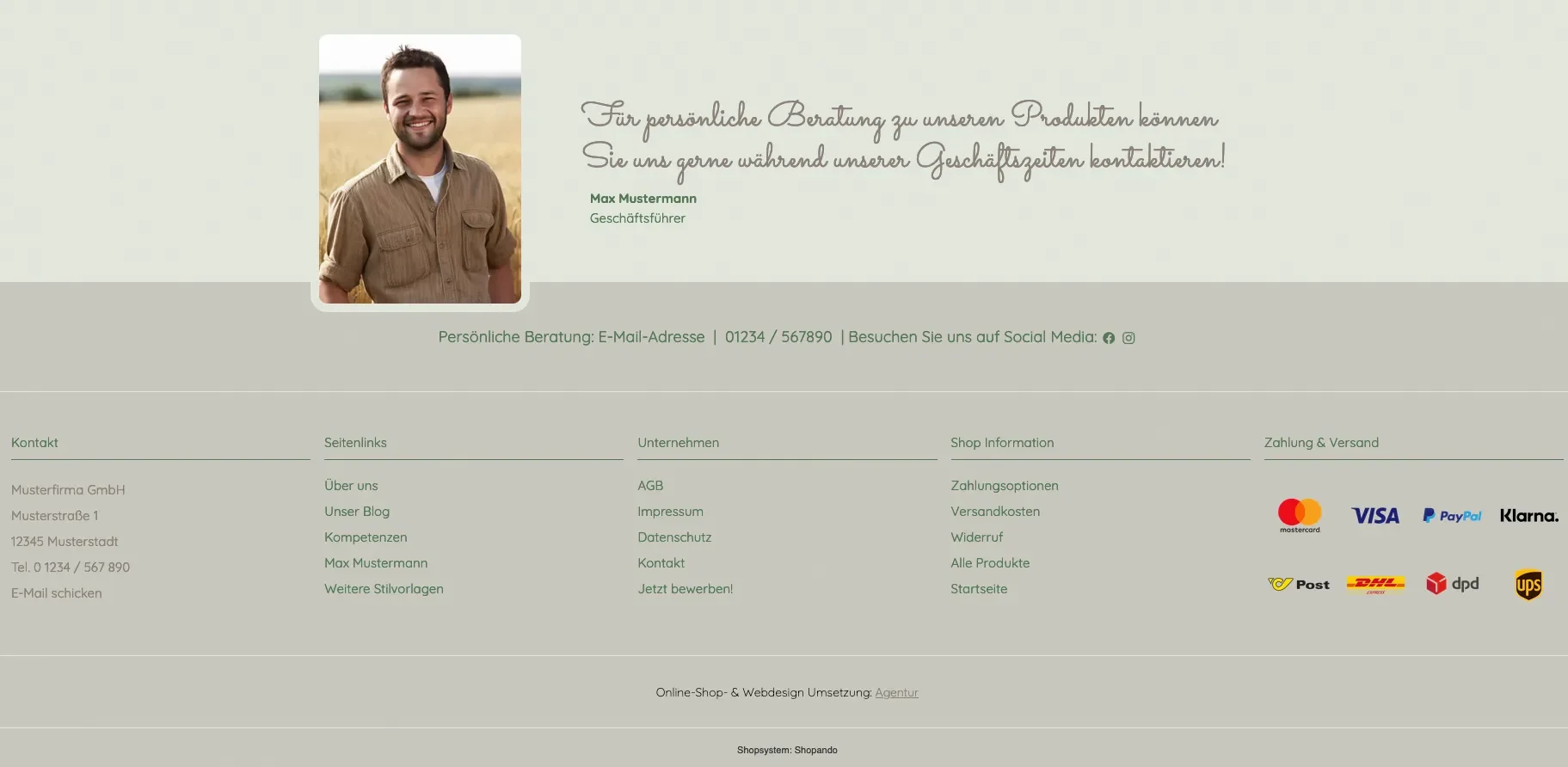 Screenshot Beispiel-Footer
