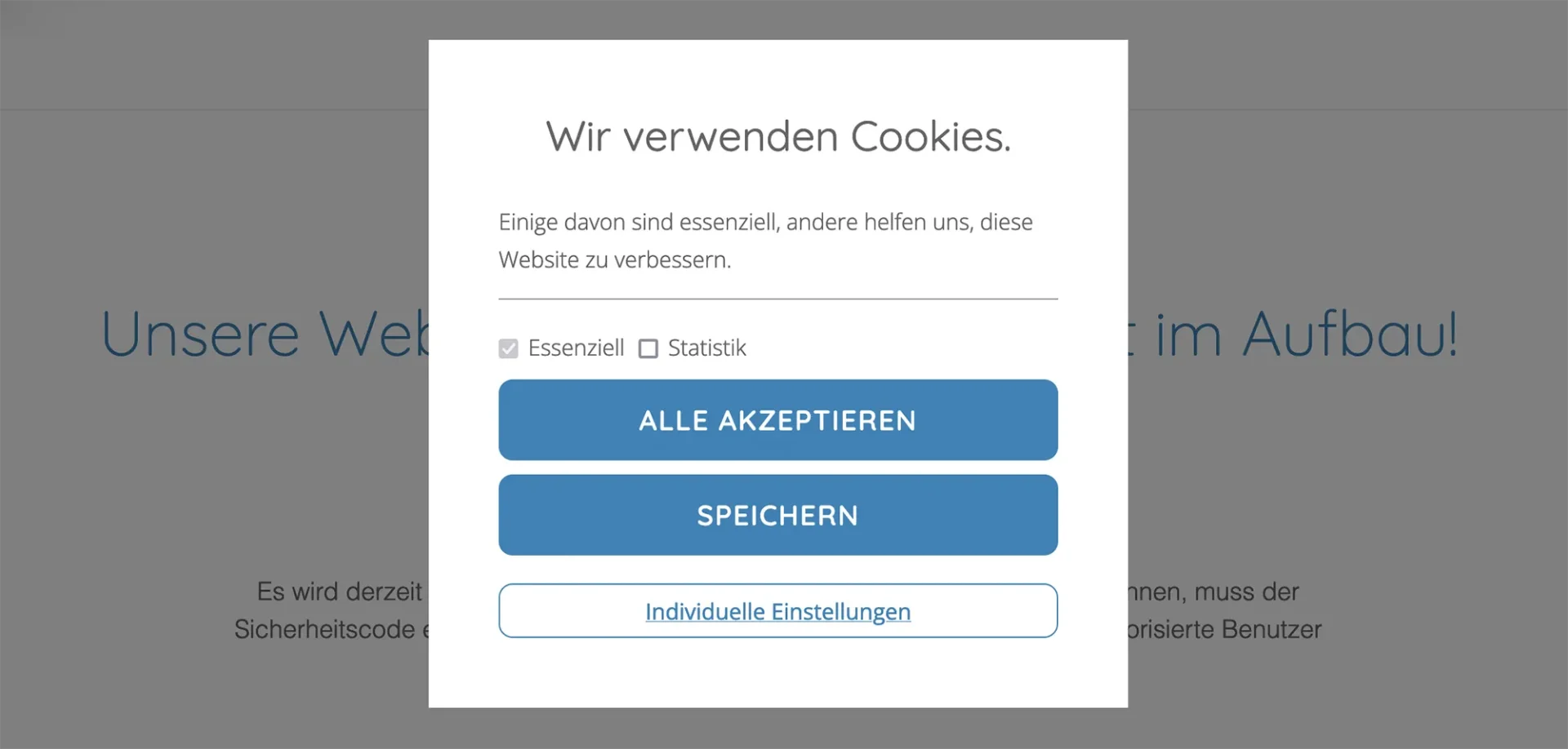 Screenshot von der Cookie-Box