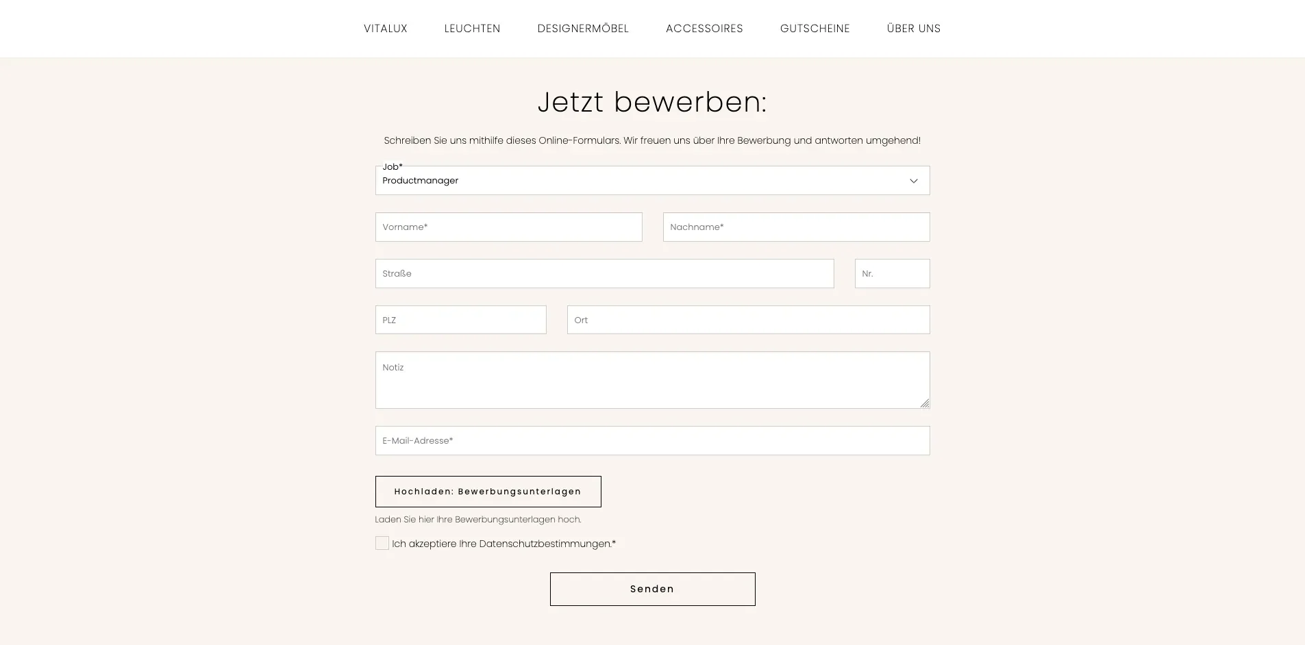 Screenshot Beispiel für ein Formular