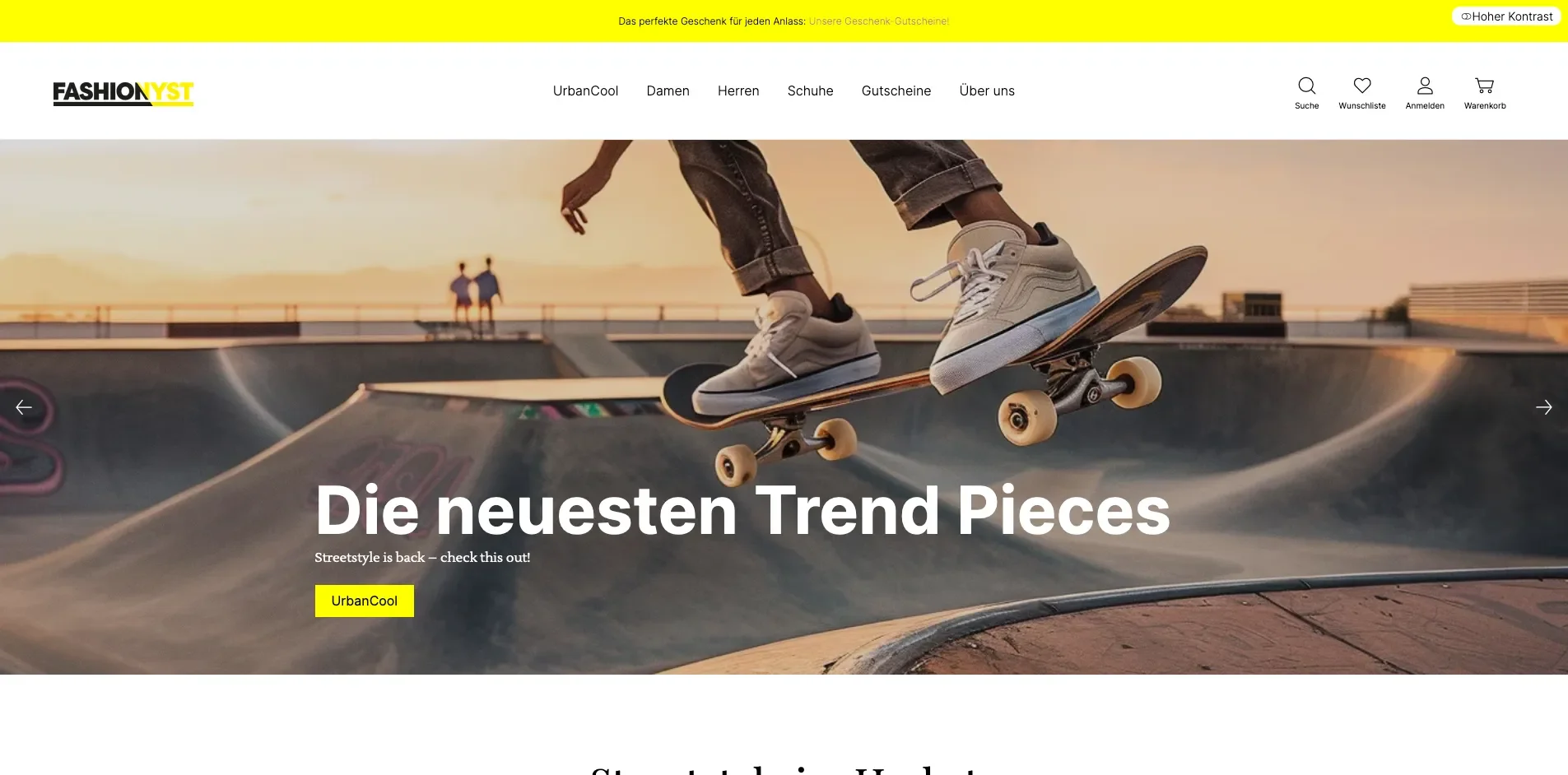 Screenshot Beispiel für einen Header-Slider