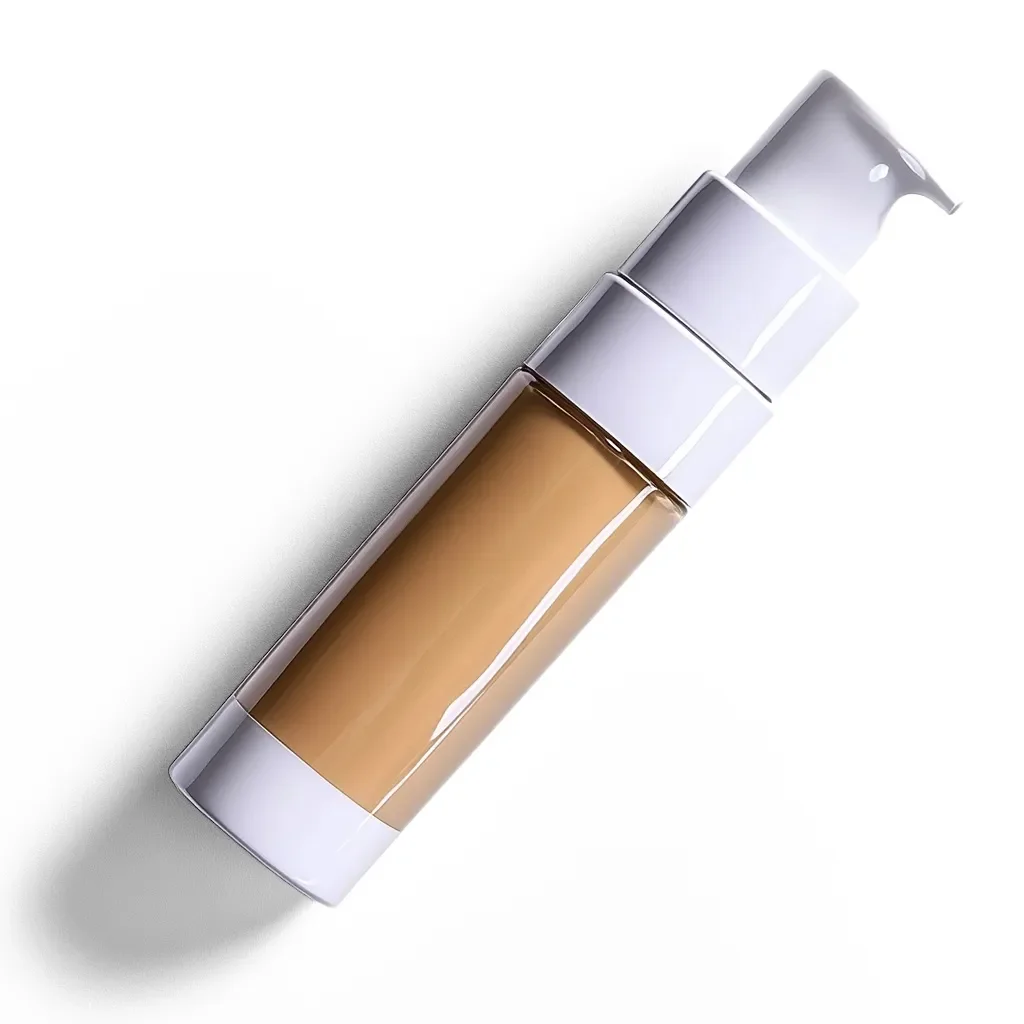 Flüssige Foundation in einem eleganten Pumpflakon mit weißem Verschluss, ideal für eine gleichmäßige Hauttönung.