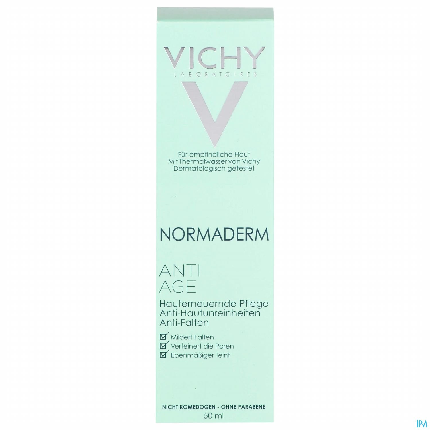 Verpackung des Vichy Normaderm Anti-Age Hautpflegeprodukts für empfindliche Haut, 50 ml.