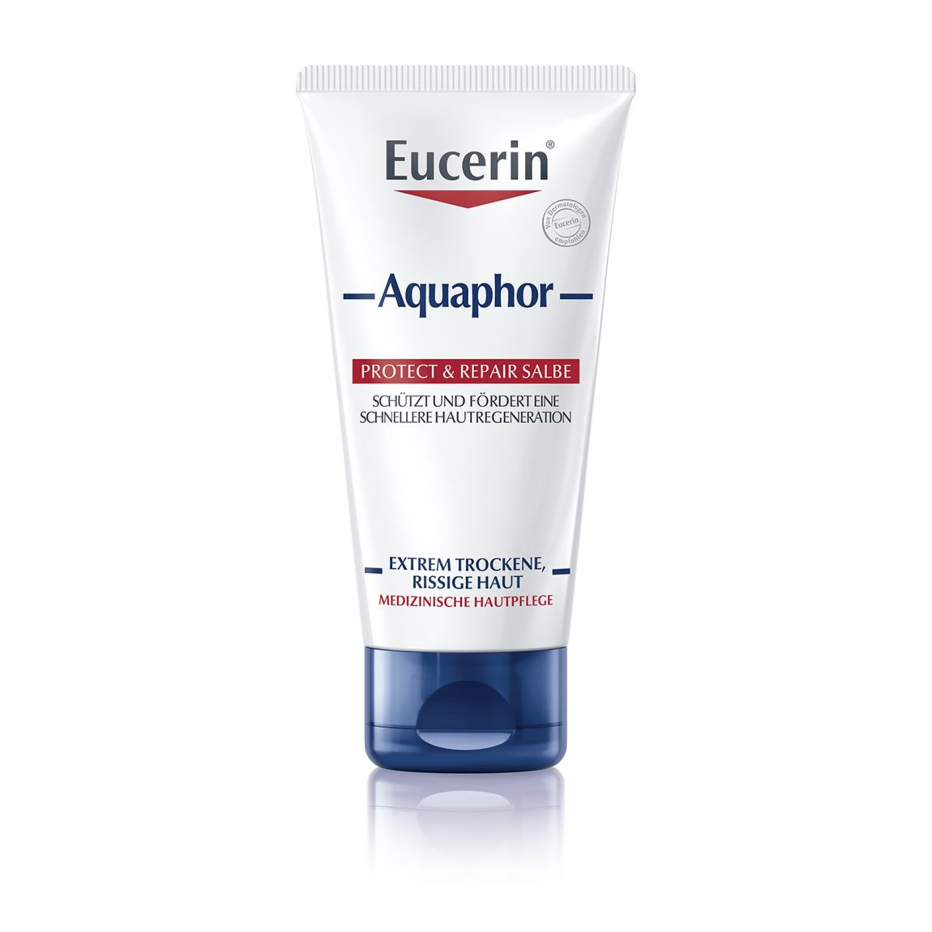 Eucerin Aquaphor Protect & Repair Salbe in einer Tube für extrem trockene, rissige Haut.