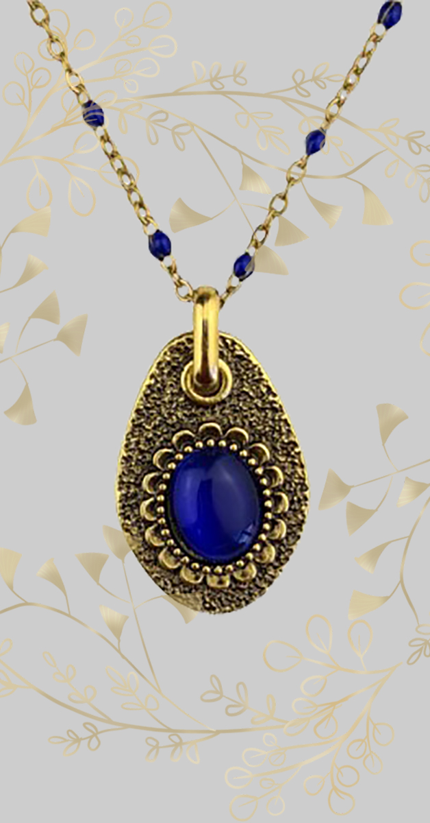 Retro Style Jewellery-Chain Cleo Indigo Gold