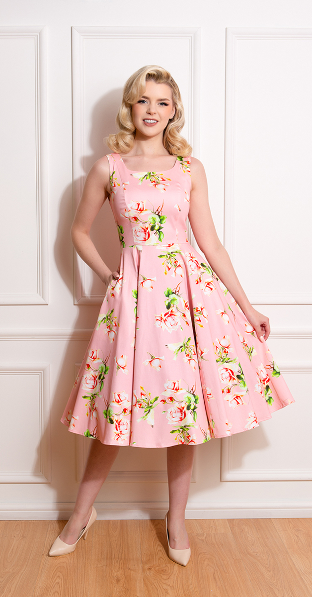 50s Floral Swing Dress Lesely