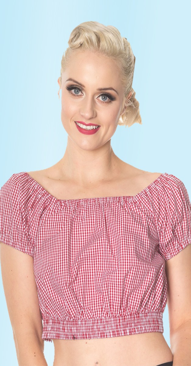 Vintage 50s Style Fashion -All Mine Top - Red/White