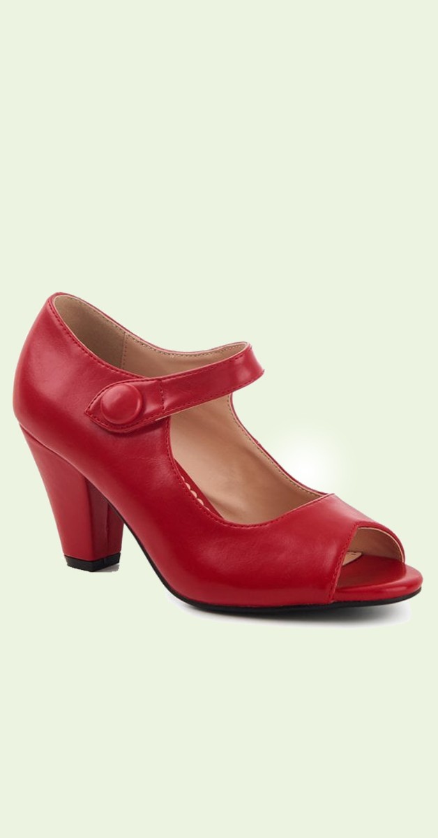 Vintage Style Shoes - Sharon High Heel - Red