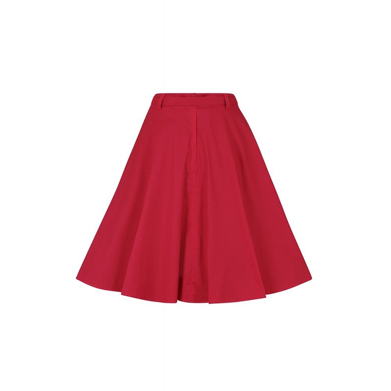 Vintage Fashion - Vintage Dakota Plain Swing Skirt - Red