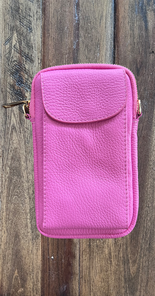 Retro - Phone Bag Genuine Leather in Rosa