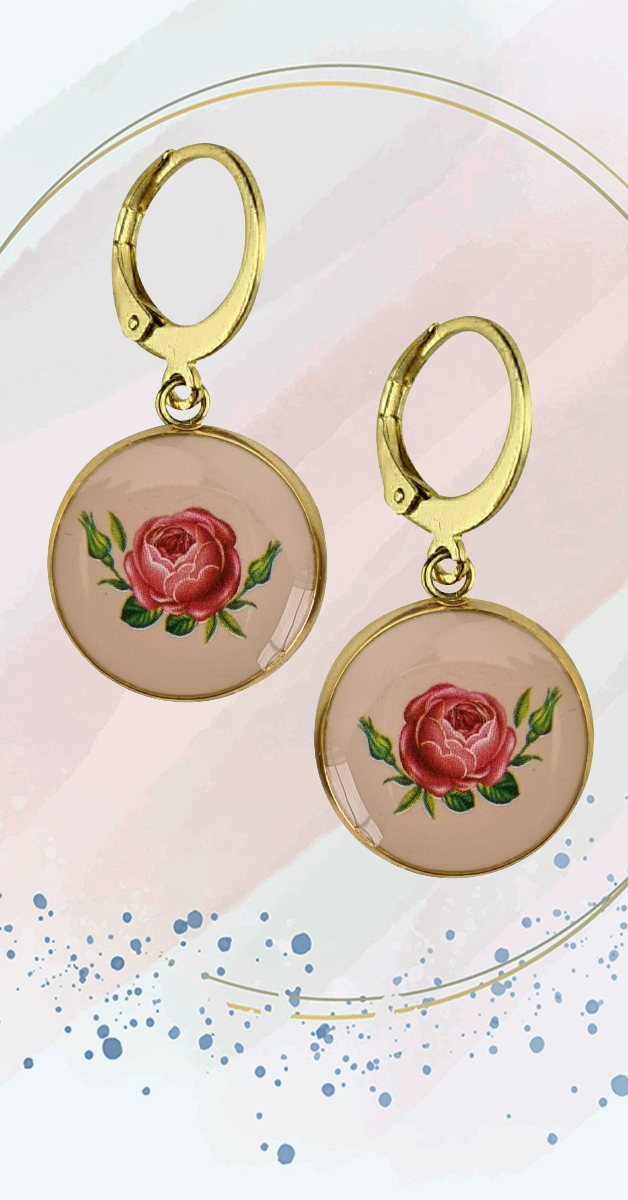 Retro Style Jewellery - Polly Earrings in Pale Pink