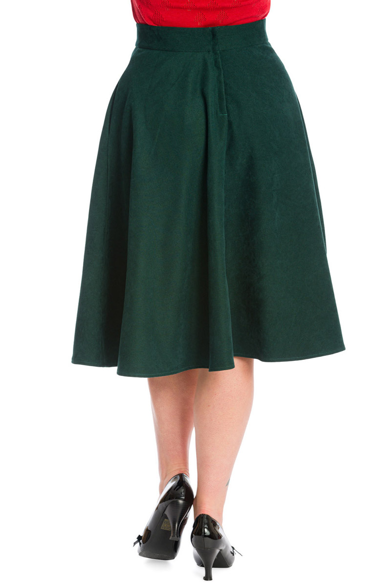 Vintage Style Fashion - Sophicated Lady Swing Skirt-Forest green