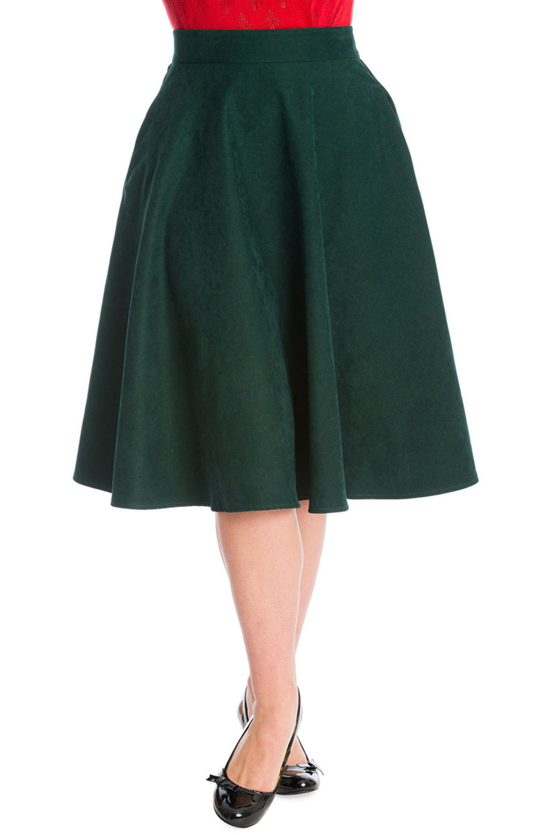 Vintage Style Fashion - Sophicated Lady Swing Skirt-Forest green