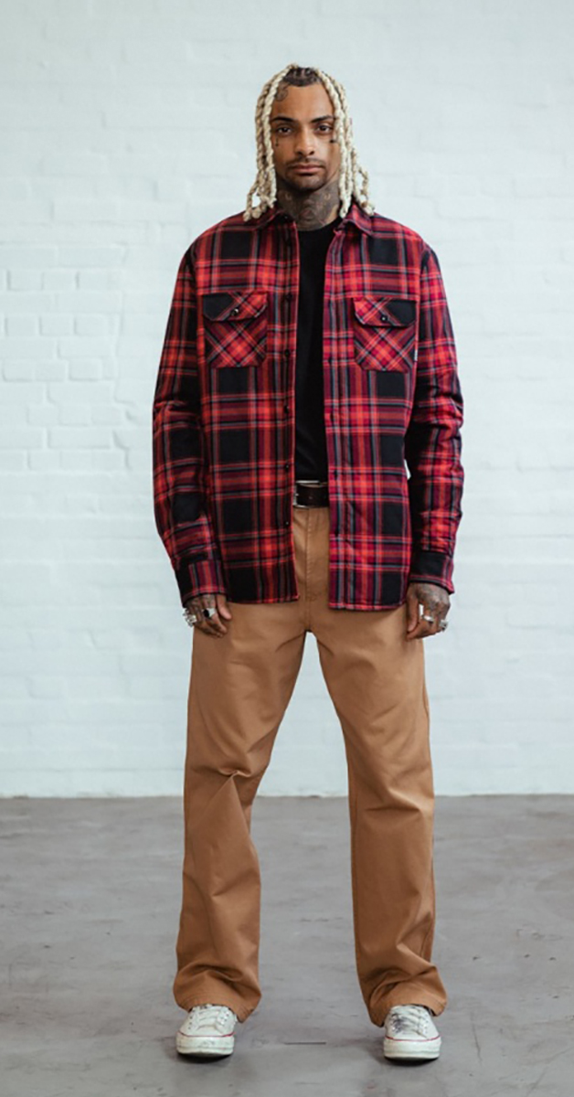 Rockabilly mode flannel checked overshirt red