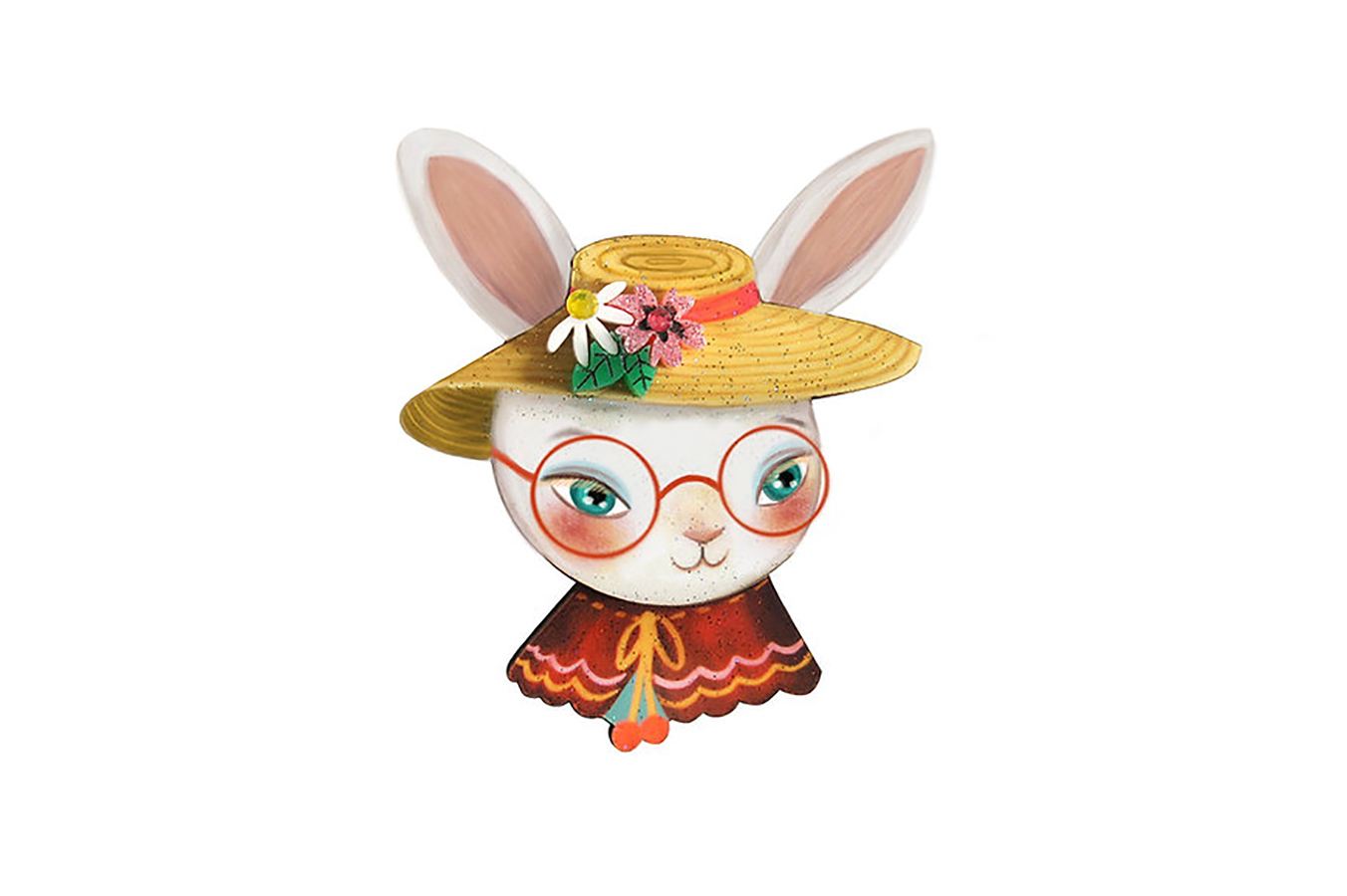 Vintage Brosche - Cute Bunny
