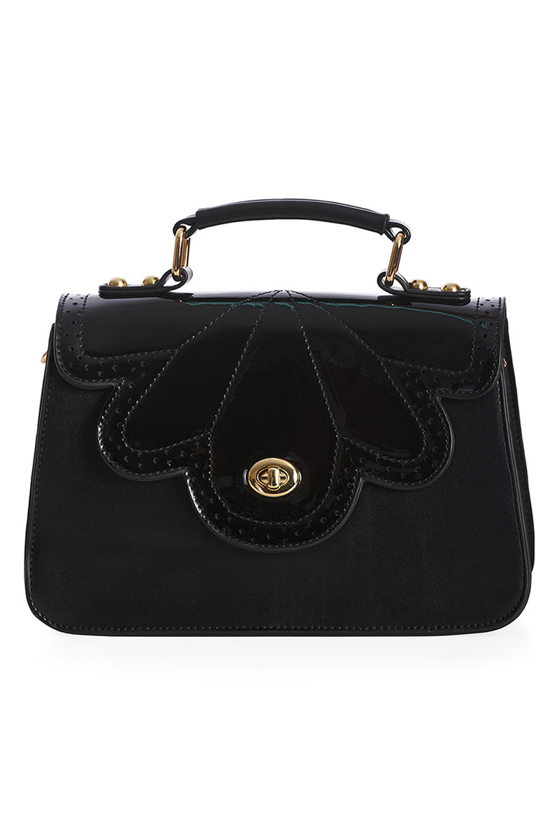 Rockabilly Accessories - Handbag with scalloped edge in black
