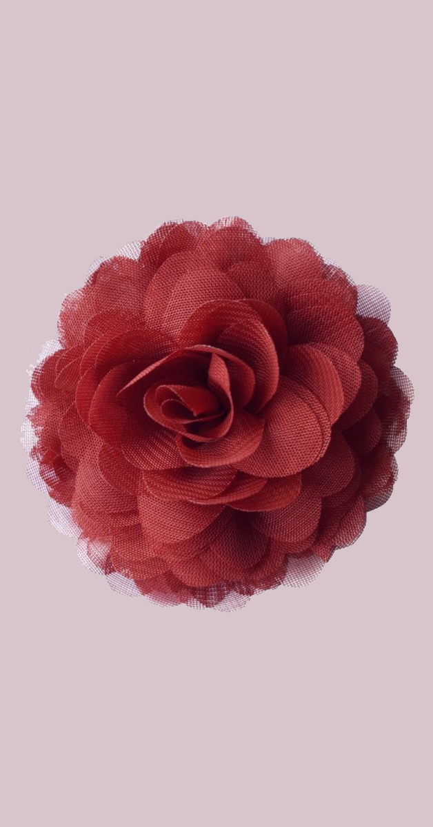 Retro Style - Chiffon Clip On Flower in Red Brick
