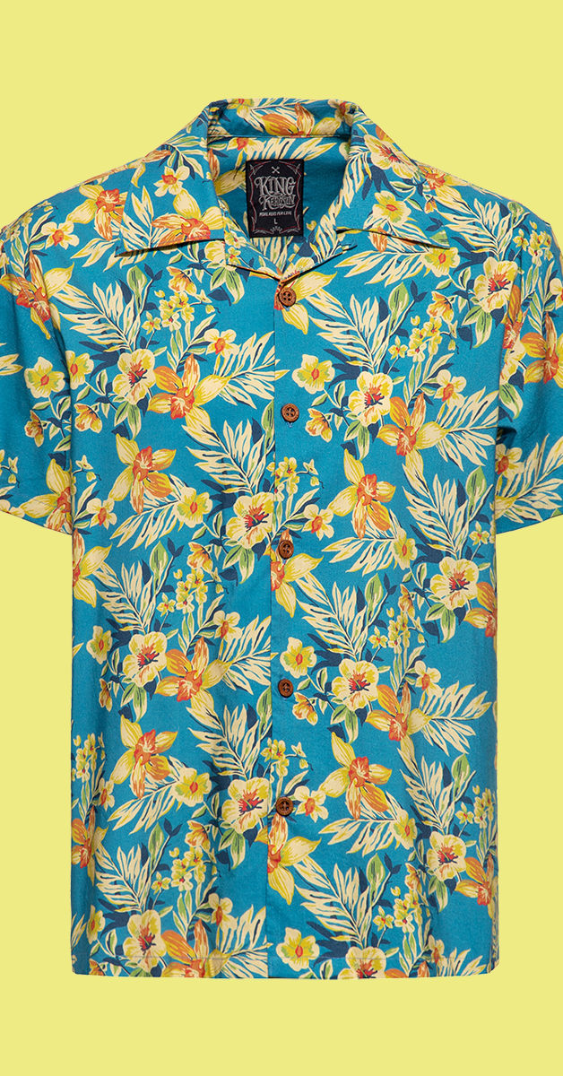 Hawaii Shirt Hibiscus Blue - in Denim blue