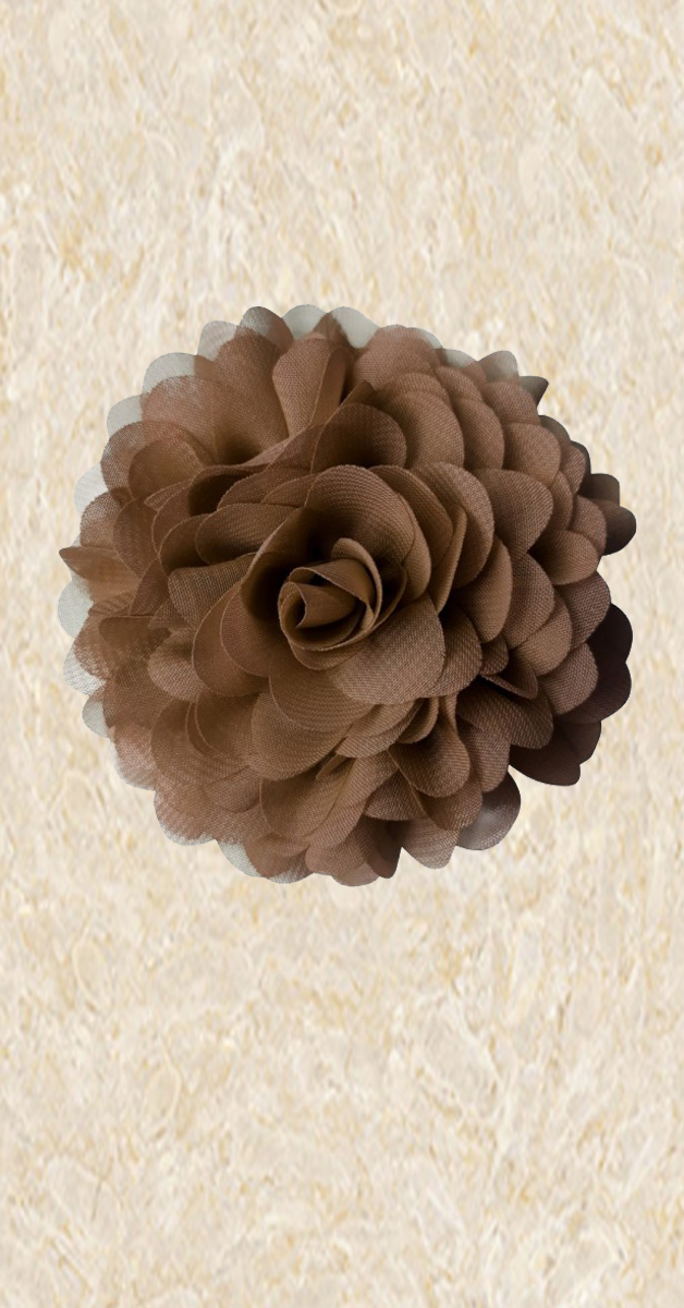 Retro Style - Chiffon Clip On Flower in Toffee