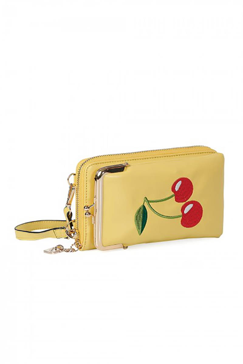 Rockabilly Accessoire - Telefontasche Cherry Pie in Gelb