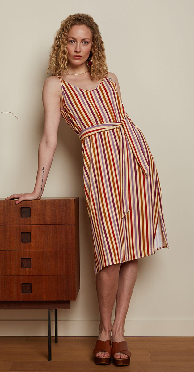 Retro Dress- Nadya Cassava Stripe