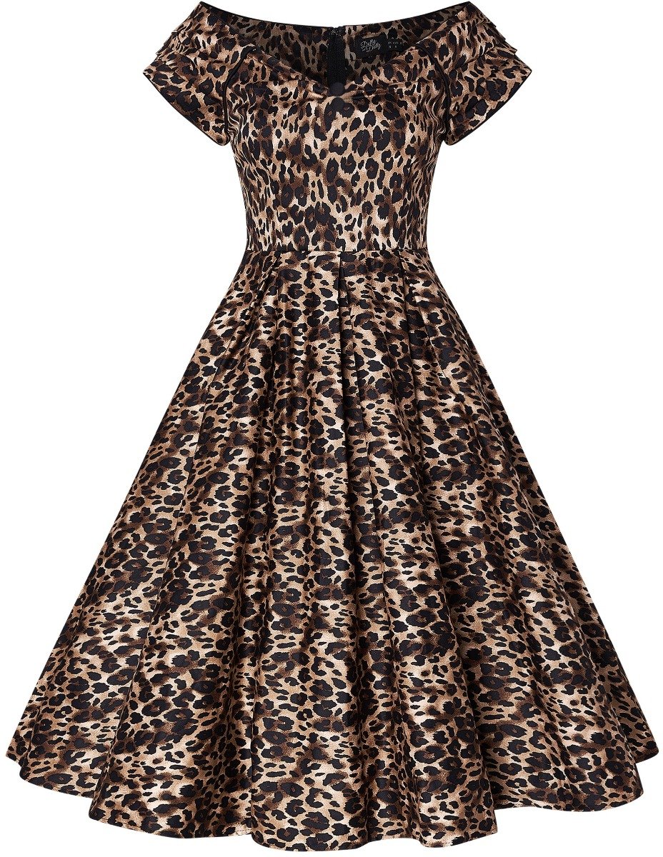 Vintage Mode 50er Jahre Stil Lily Swing Dress in Leopard Print