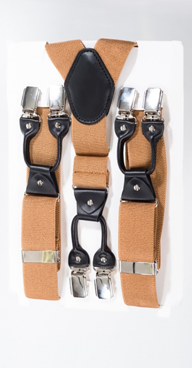 Rockabilly Accessoires - Braces With Clip - Camel Braun