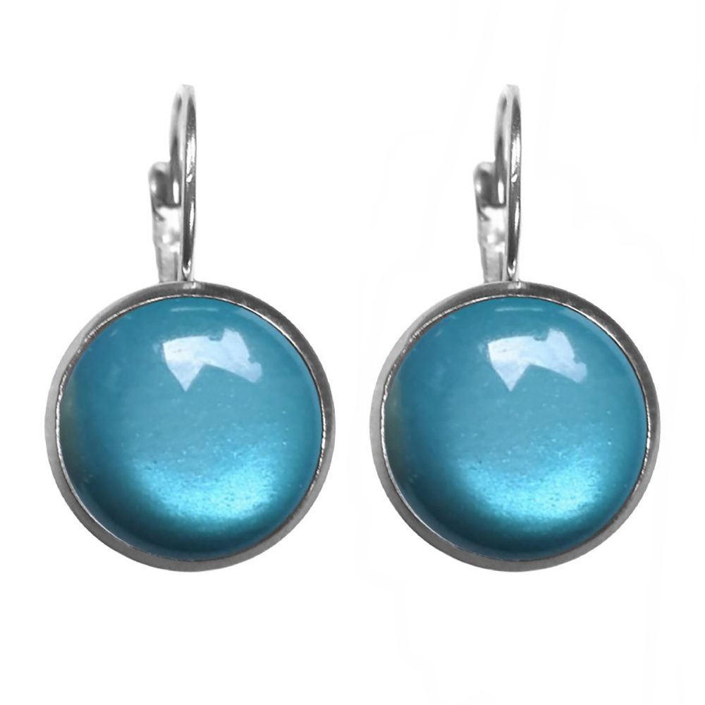 Retro Stil Schmuck - Dots Ohrringe in Fjord Blue Silber
