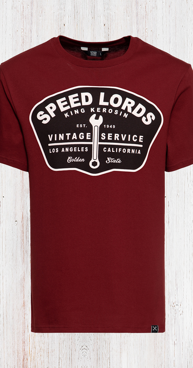 Rockabilly Kleidung - T-Shirt Speed Lords in Weinrot