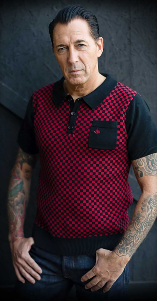Rockabilly Knitted polo- Indianapolis in Red and Black