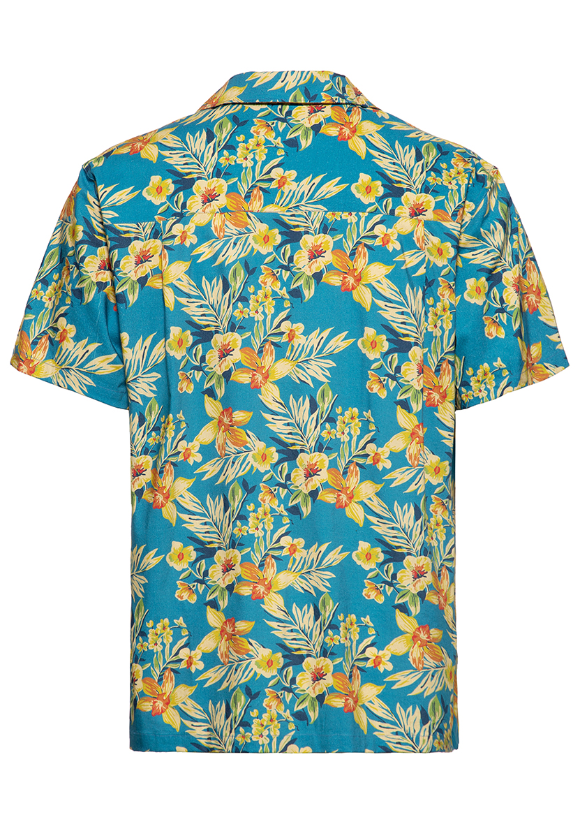 Hawaii Hemd Hibiscus Blue - in Denim Blau