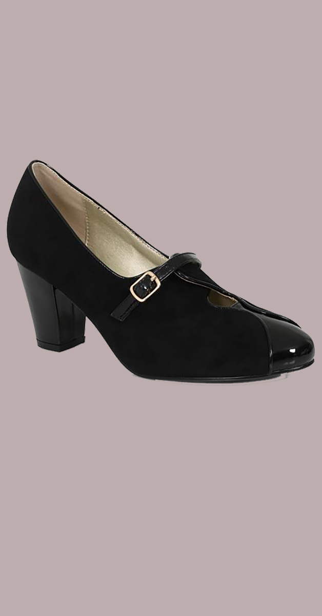 Vintage Stil Schuhe Elsie Heels in Schwarz