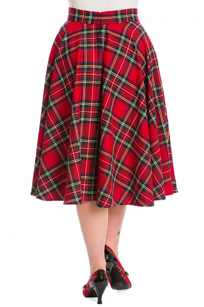 Vintage Style Party Swing Skirt in Red Plaid