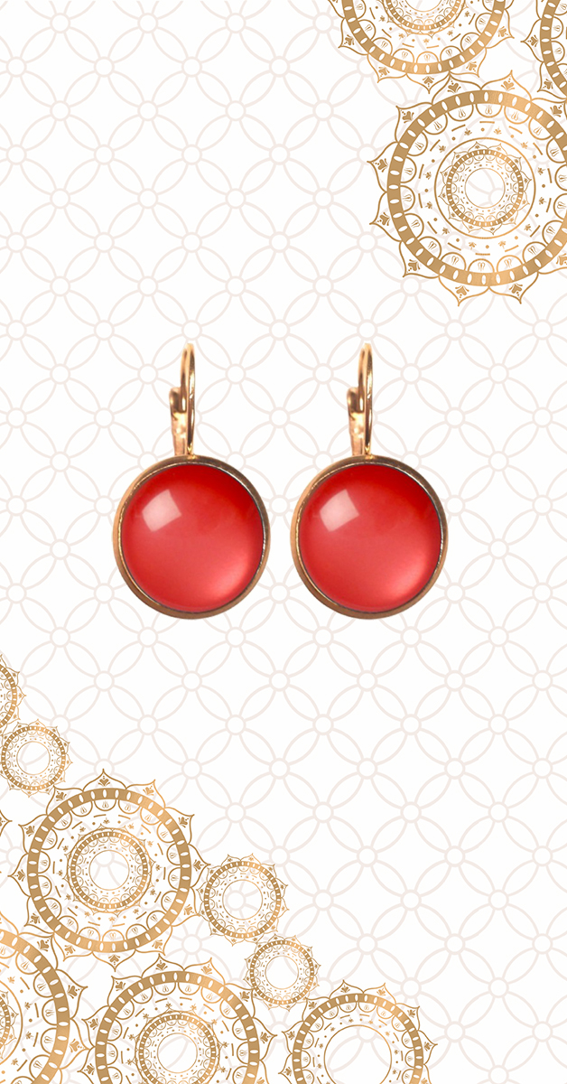 Retro Style Jewellery - Dots Earrings in Aurora Red