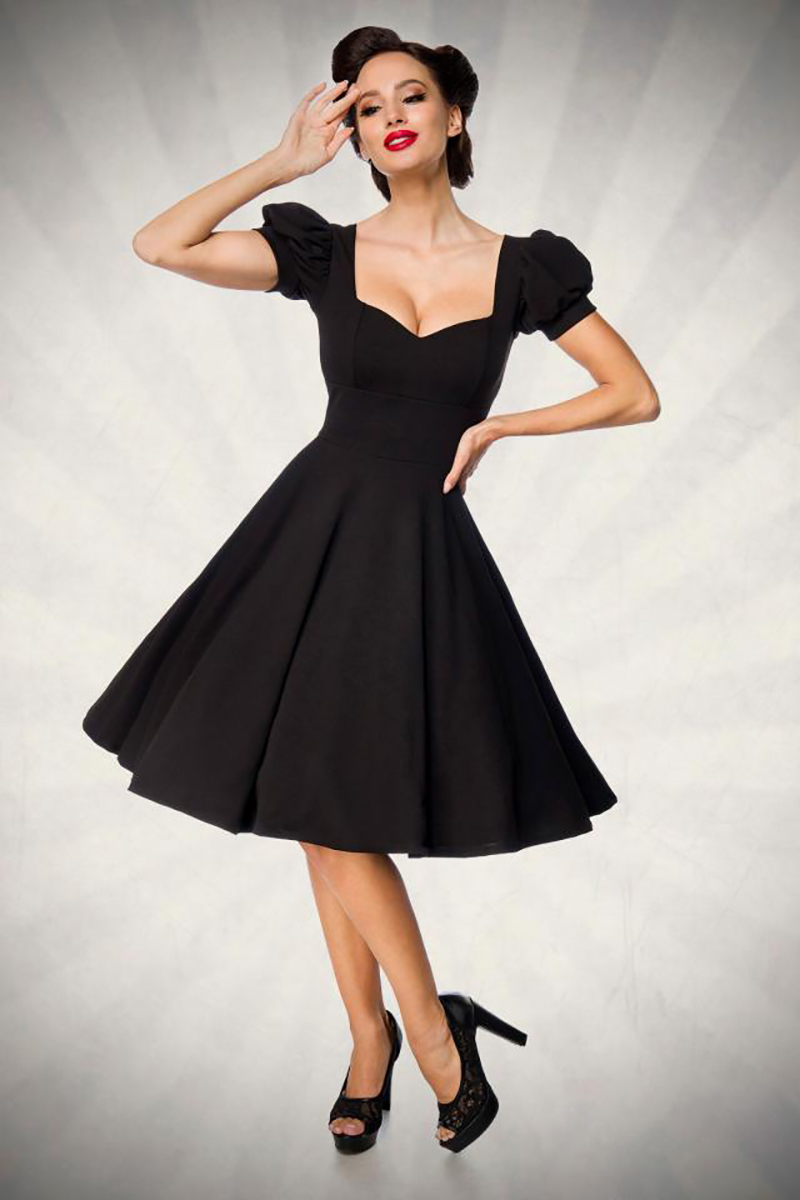 Vintage Stil - Swingkleid in schwarz mit Herzauschnitt