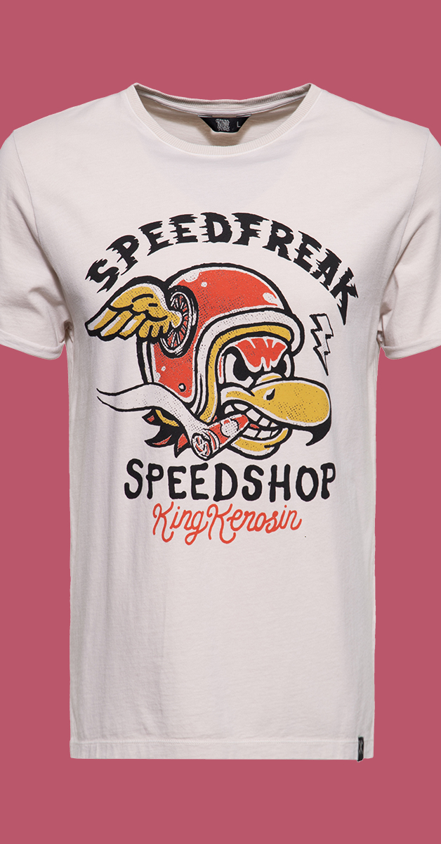 Rockabilly Kleidung - T-Shirt -Speedfreak Speedshop in Acid Wash
