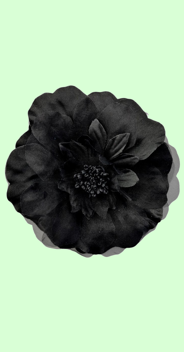 Retro Stil - Brosche und Haarspange Blume in Schwarz
