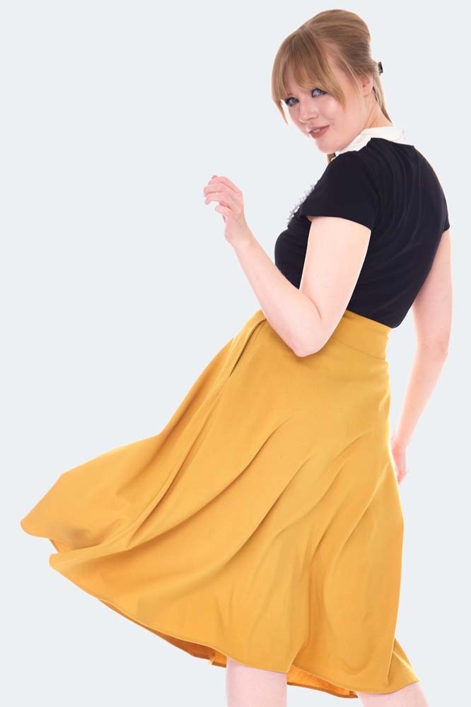 Vintage Retro Rock - Flare Skirt in Mustard