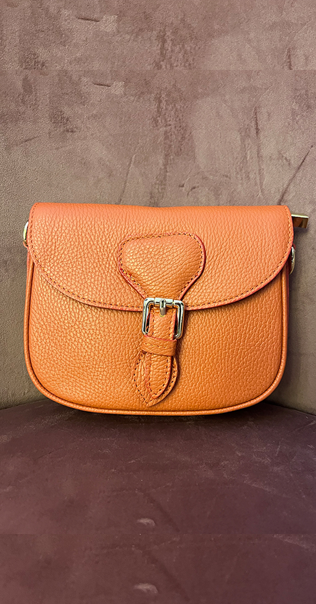 Vintage Retro - Saddle Bag Real Leather in Orange
