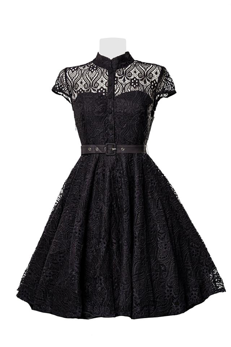 Vintage Stil - Swingkleid mit schwarzer Spitze