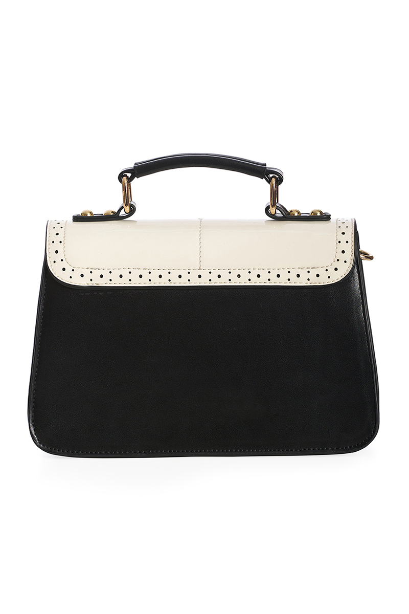 Rockabilly Accessories - Handbag with scalloped edge in black with white